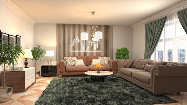 Illustration of the living room interior