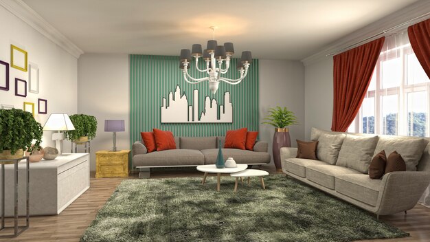 Illustration of the living room interior