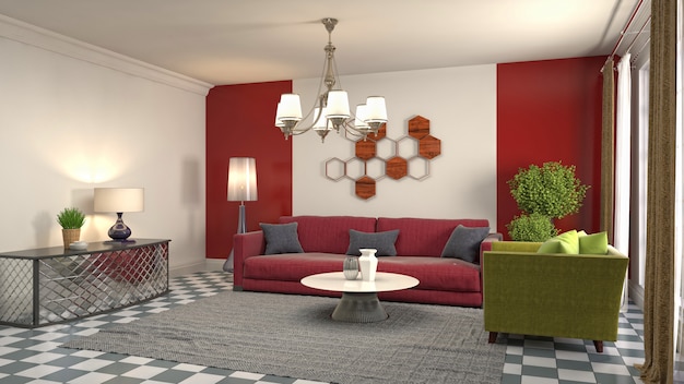 Illustration of the living room interior