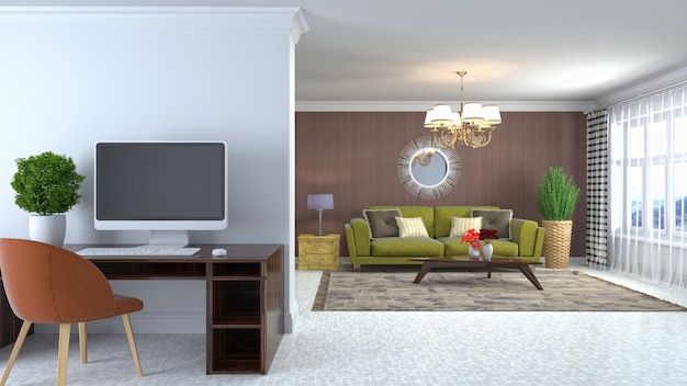 Illustration of the living room interior