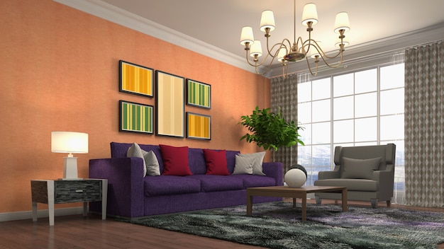 Illustration of the living room interior