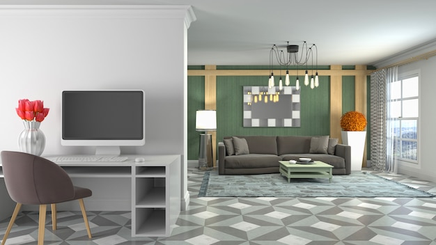 Illustration of the living room interior