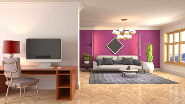 Illustration of the living room interior