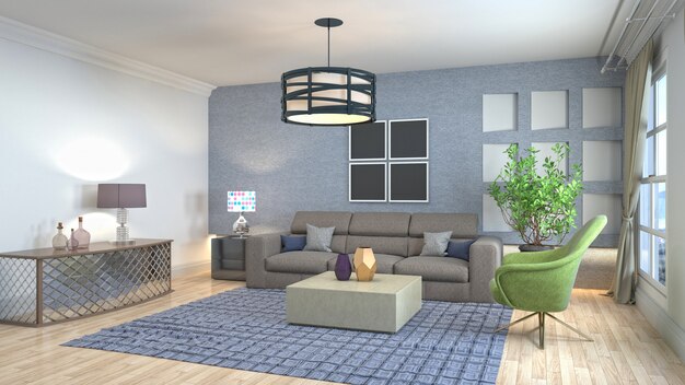 Illustration of the living room interior