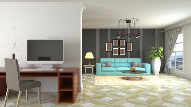 Illustration of the living room interior