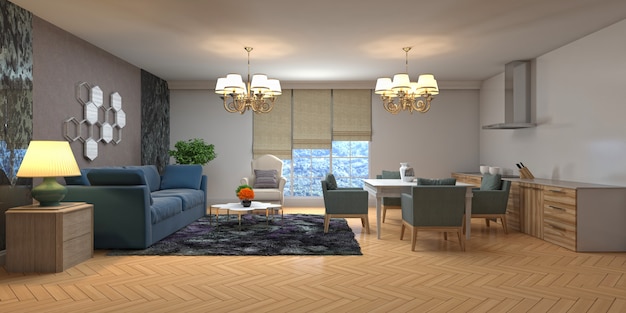 Illustration of the living room interior