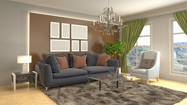 Illustration of the living room interior