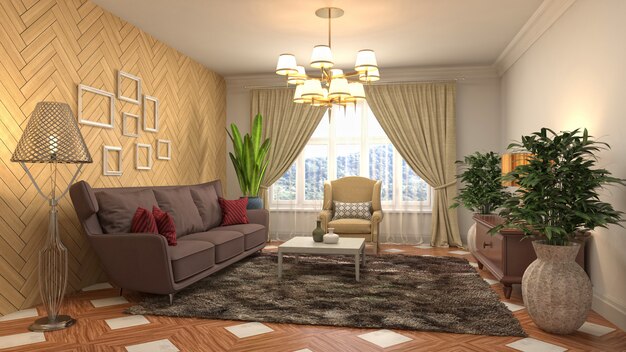 Illustration of the living room interior