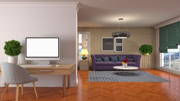 Illustration of the living room interior