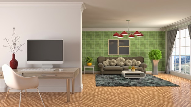 Illustration of the living room interior