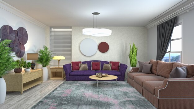 Illustration of the living room interior