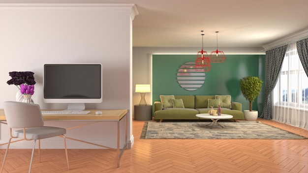 Illustration of the living room interior