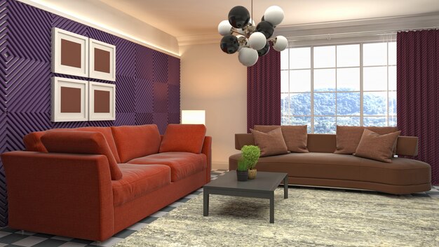 Illustration of the living room interior