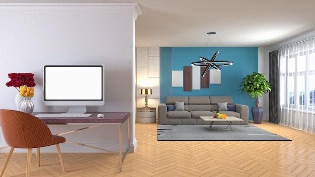 Illustration of the living room interior