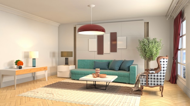 Illustration of the living room interior