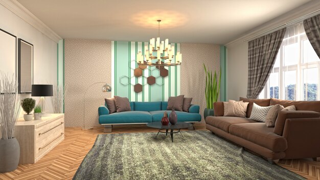 Illustration of the living room interior