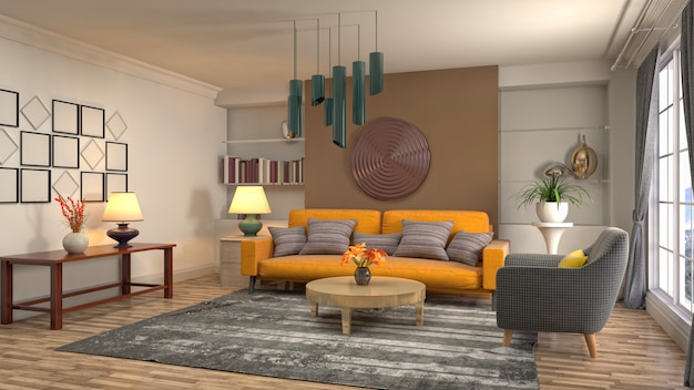 Illustration of the living room interior