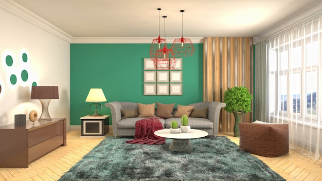 Illustration of the living room interior