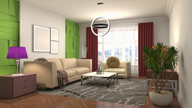 Illustration of the living room interior