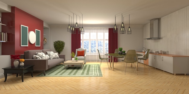 Illustration of the living room interior