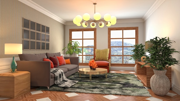 Illustration of the living room interior