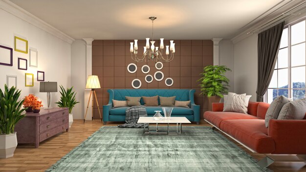 Illustration of the living room interior