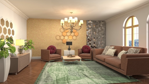 Illustration of the living room interior