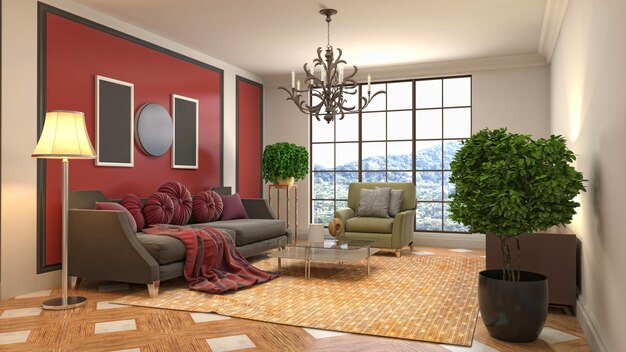 Illustration of the living room interior