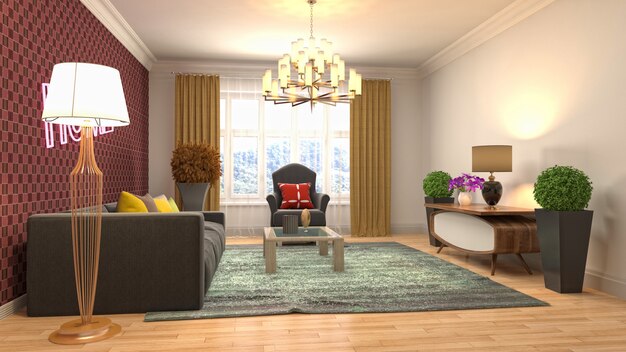 Illustration of the living room interior