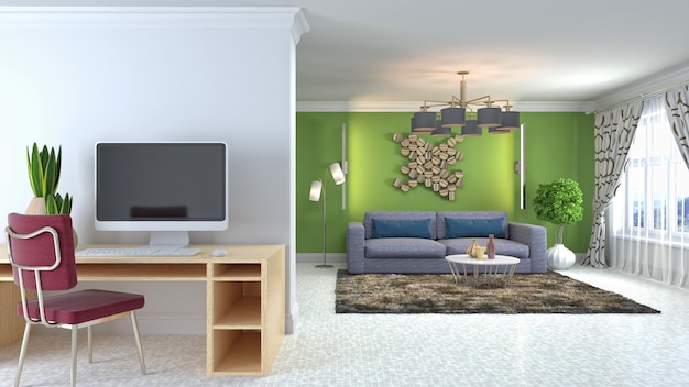 Illustration of the living room interior