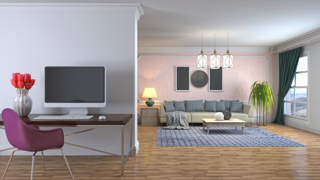 Illustration of the living room interior