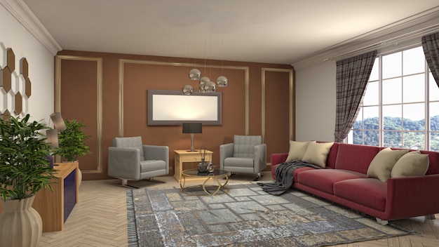 Illustration of the living room interior