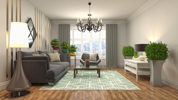 Illustration of the living room interior