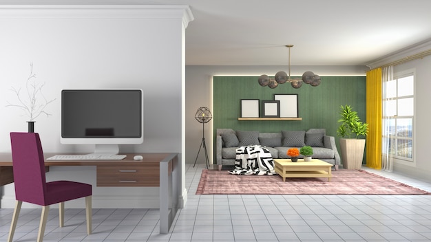 Illustration of the living room interior