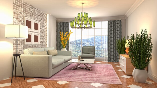 Illustration of the living room interior