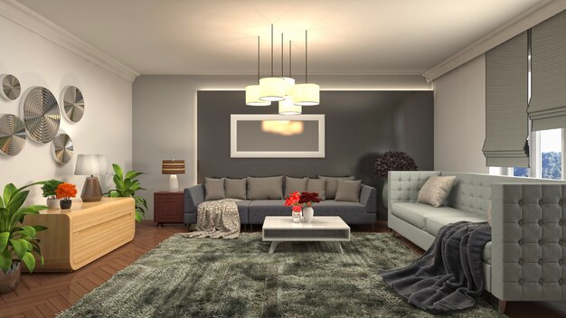 Illustration of the living room interior