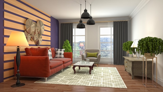 Illustration of the living room interior