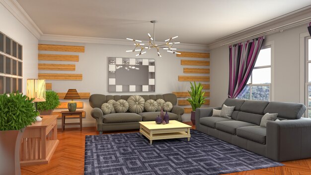 Illustration of the living room interior