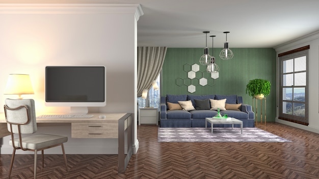 Illustration of the living room interior