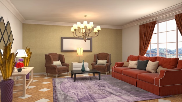 Illustration of the living room interior