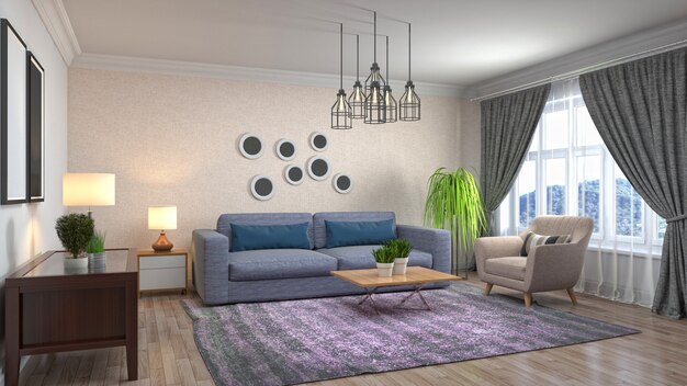 Illustration of the living room interior