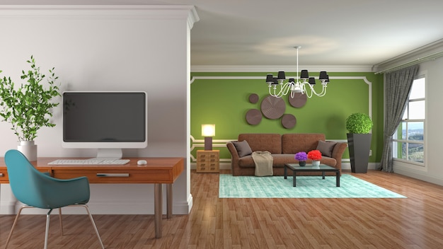 Illustration of the living room interior