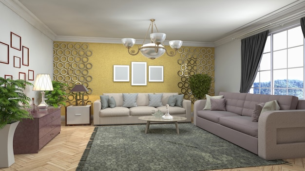 Illustration of the living room interior