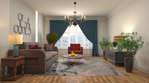 Illustration of the living room interior