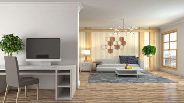 Illustration of the living room interior