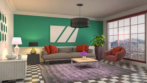 Illustration of the living room interior