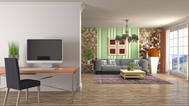 Illustration of the living room interior