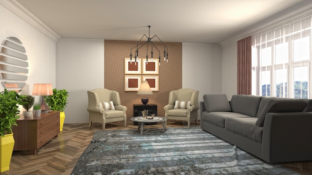 Illustration of the living room interior