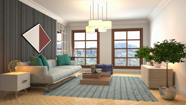 Illustration of the living room interior