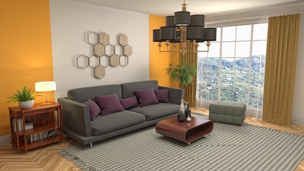 Illustration of the living room interior